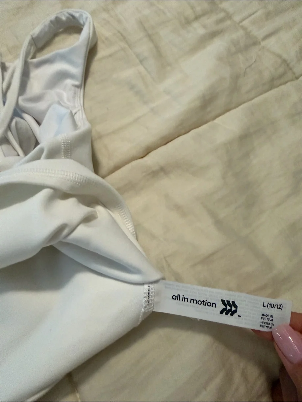 All in Motion Girls' White Ribbed Racerback Crop Tank Top Size L(10/12) EUC